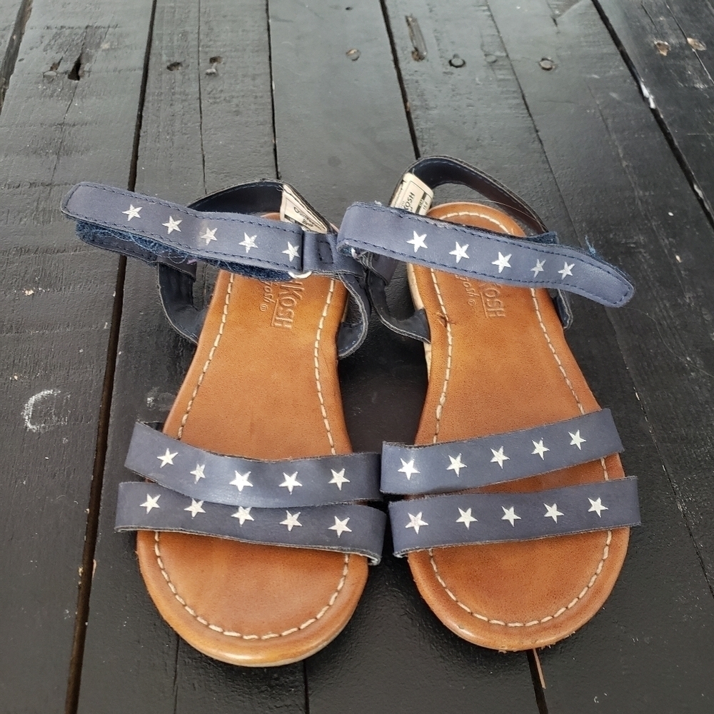 Oshkosh Toddler Girl 9 Strappy Sandals Navy Blue Straps Silver Stars
